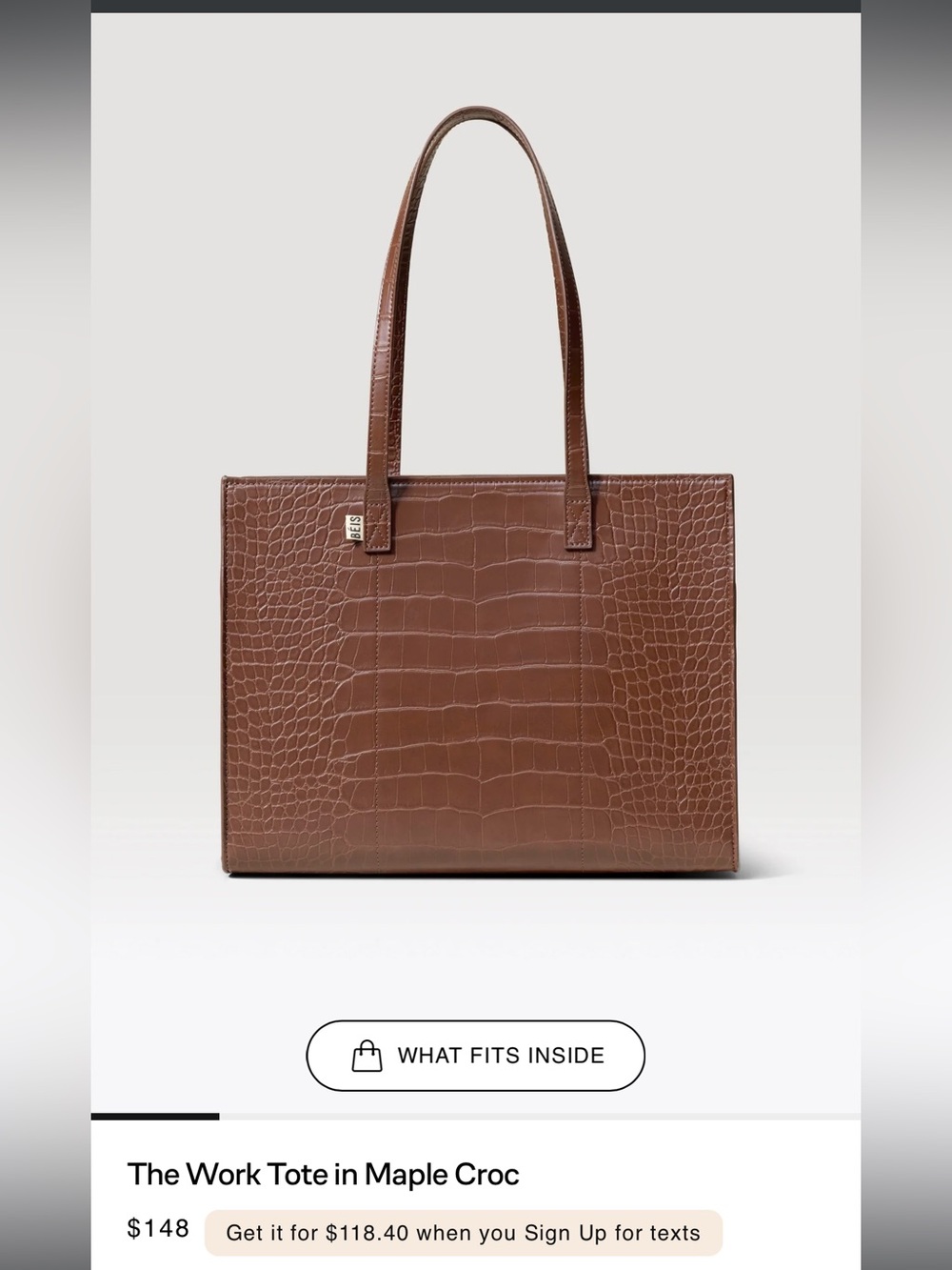 Brown Croc-Embossed Tote Bag - Classic Women's Shoulder Tote